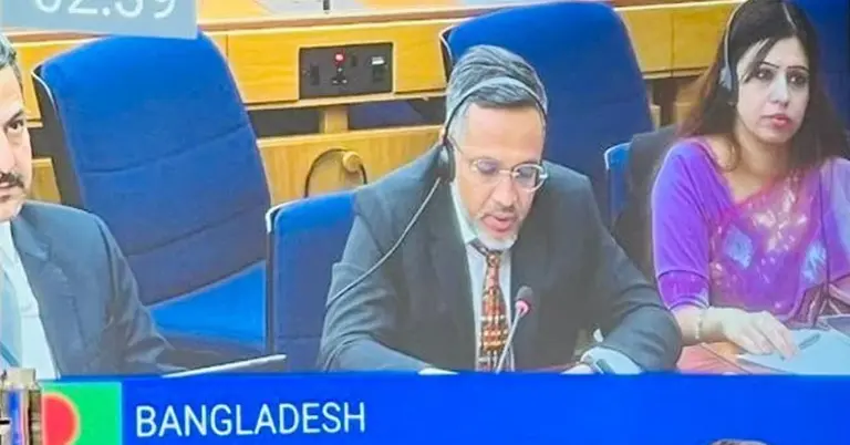 আইএমওর কাউন্সিলের ৩৬তম বিশেষ অধিবেশনে বাংলাদেশের প্রতিনিধি বক্তব্য দিচ্ছেন